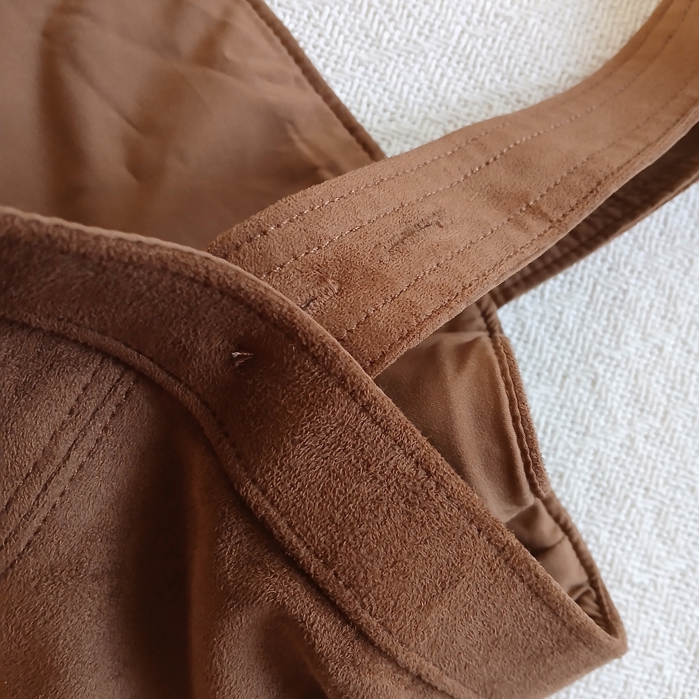 a&f ♡ faux suede pinafore dress overall pockets fall abercrombie & fitch western - Picture 8 of 11